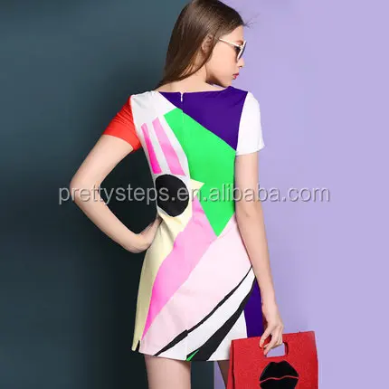 18 Popular Geometric Shapes Printed Design One Piece Dress Mix Color Modern Short Sleeve Mini Fashion Dress Plus Size Buy 18 Popular Geometric Printed Design One Piece Dress Mix Color Modern Short