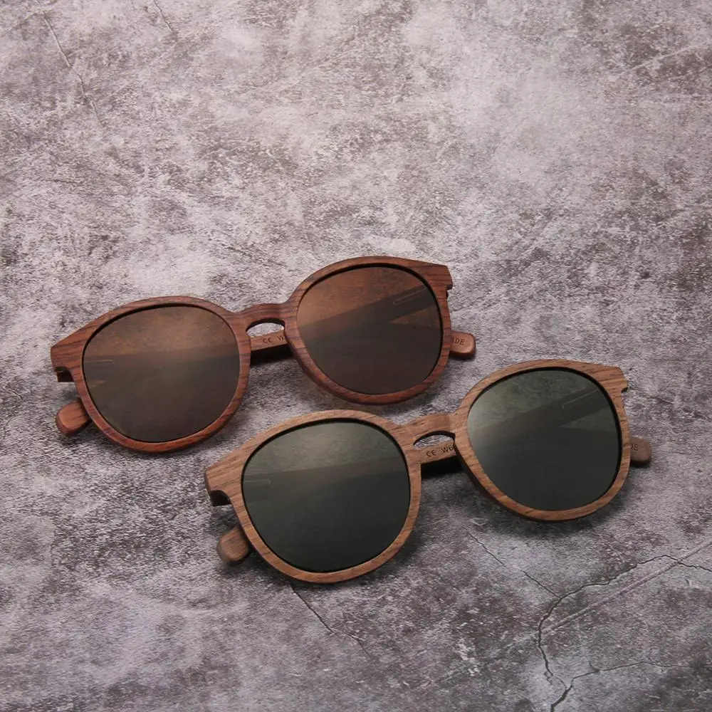

italian wood brown round sunglasses wooden glasses for women