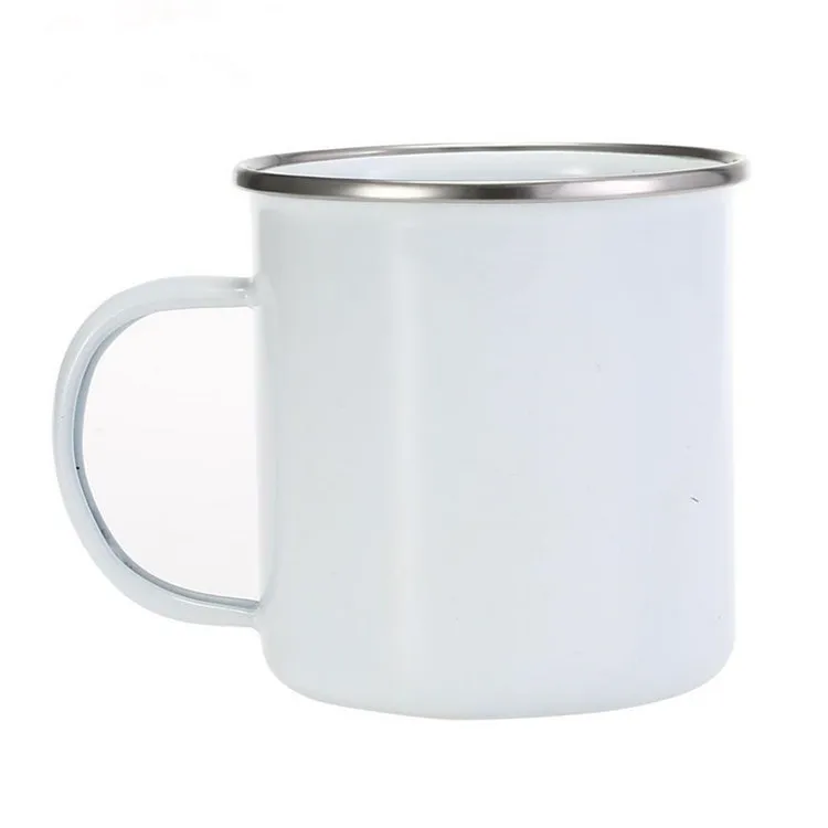White Blank Sublimation Custom Metal Enamel Mug Cup