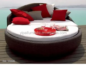 Rattan Joining Together Comfort Round Sofa Bed With Cushions