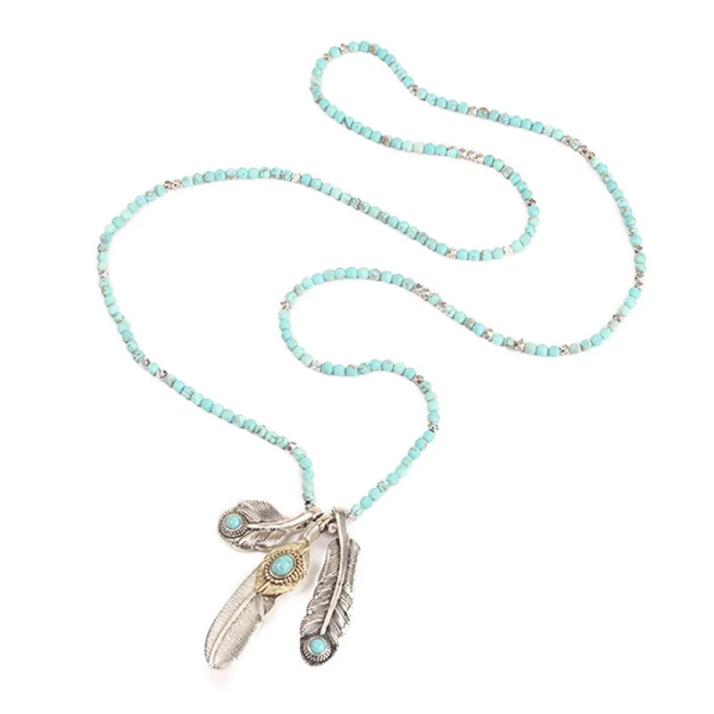 

New Products 2018 Wholesale Christmas Gift High Quality Mala Bead Feather Pendant Necklace