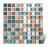 9X9 Anti-Mold Peel and Stick Wall Tiles in Square Metal Wire Drawing Effect