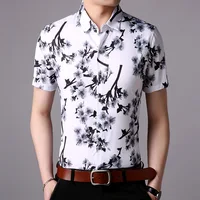 

Hot sale new arrival floral print short sleeve breathable cheap man polo shirt