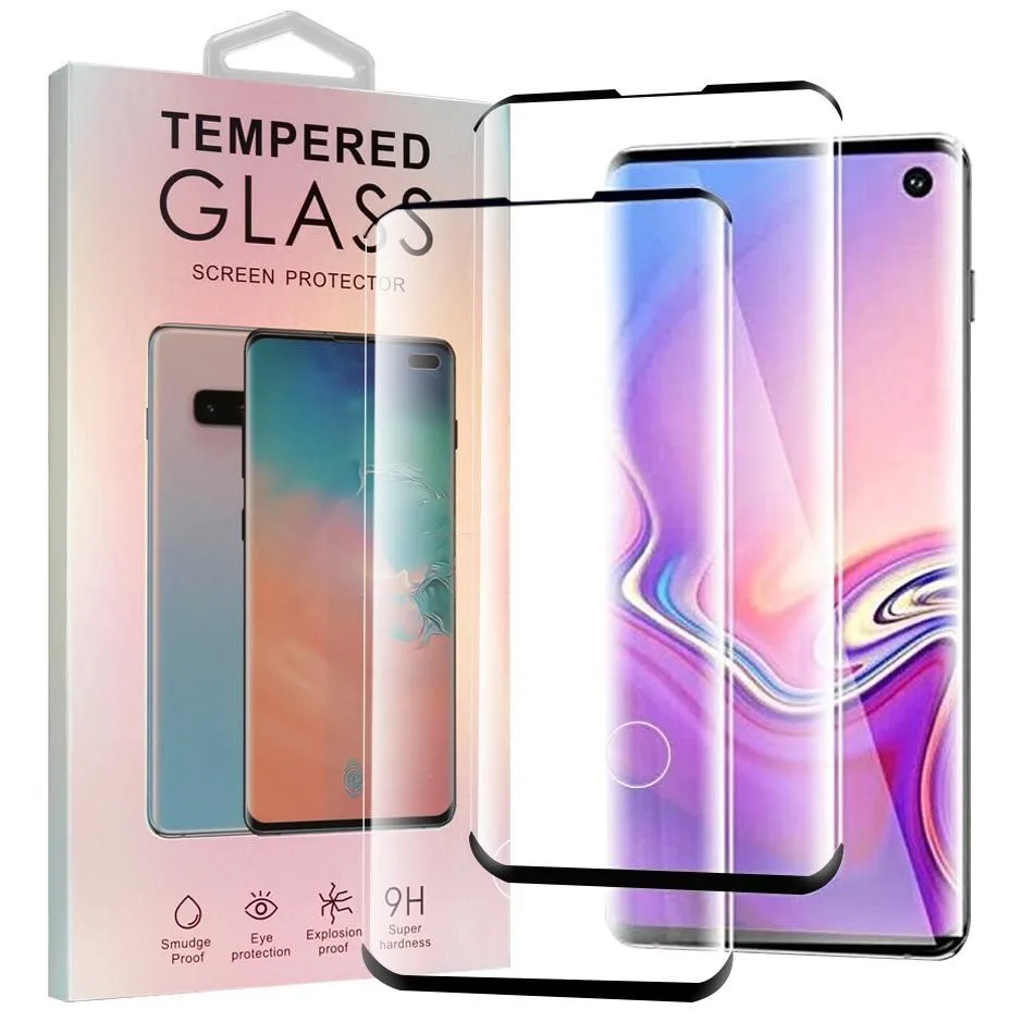 

High Quality For Samsung Galaxy S10 Tempered Glass Screen Protector 3D Curved Full Cover Tempered Glass For Samsung Galaxy S10, Black /clear 2 color