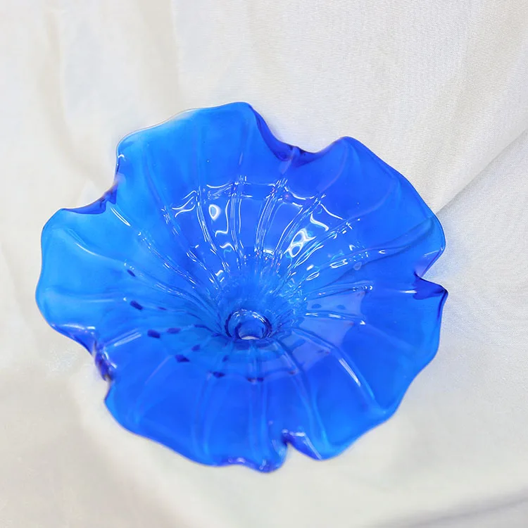 
Modern hand blown lotus art glass wall plates for home decoration 