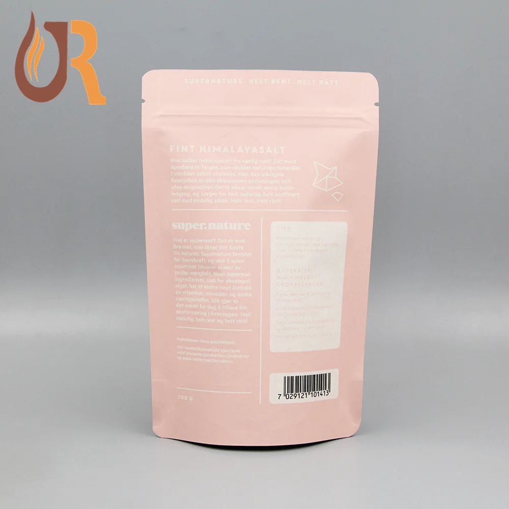 Eco Friendly Customized Print 100g Packaging Bag recyclable chip Stand Up Pouch Kraft Paper tea Coffee bag