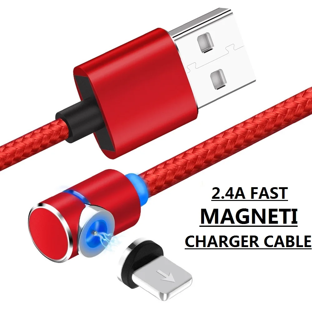 Free Shipping Magnetic Charging Cable 90 Degree Angle Magnet Connector USB Cable For iPhone 6 7 8 X XS XR iPad