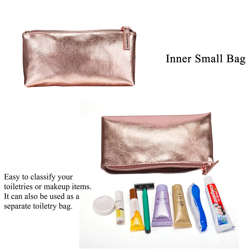 Download rose gold pu leather travel toiletry organizer bag ...