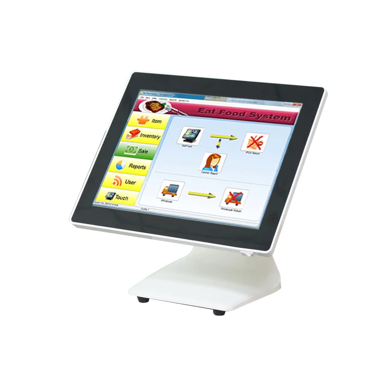 

15'' POS system Full FlatCapacitive Cashier Register Touch Screen LCD Monitor Computer Black White Color