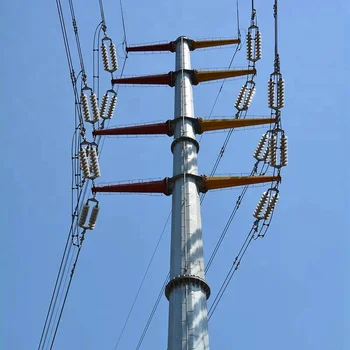 16m High Tension Electric Transmission Line Galvanized Steel Pole Tower ...