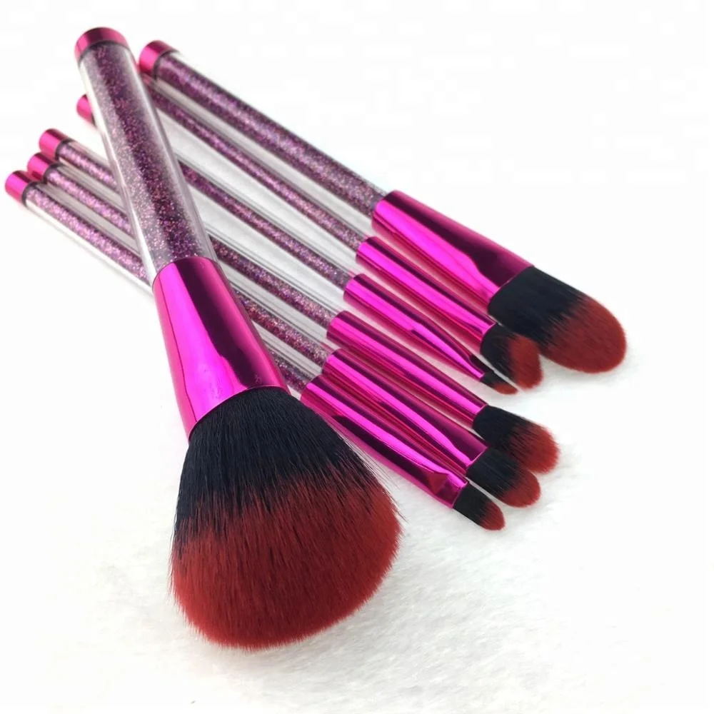 with logo bling magnet clear 7pcs professional synthetic empty water eyeshadow magnetic purple blending makeup brushes glitter