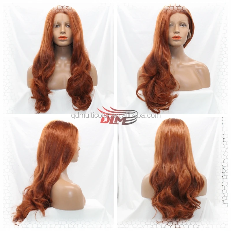 

Lace Front Wig Synthetic Lace Front Body Wave Wig with Auburn Color Hair Heat Resistant Wig in Stock for African American Women, Photo color