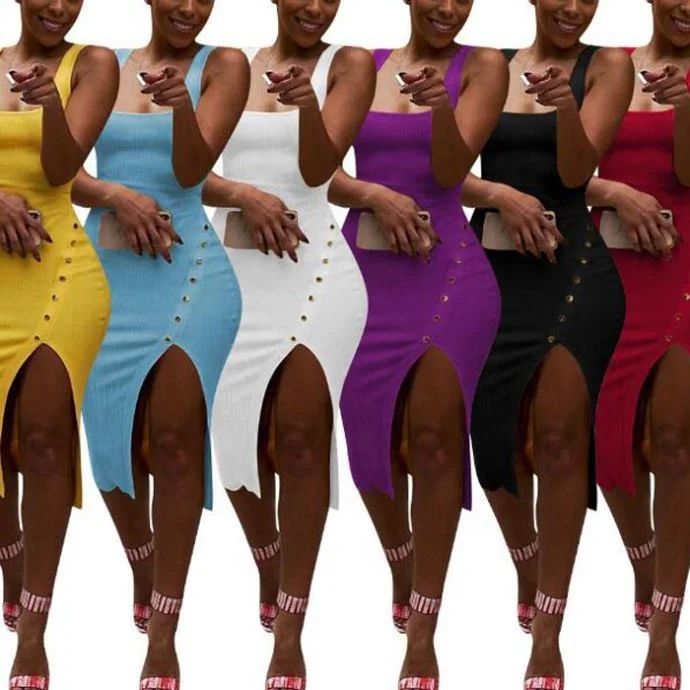 

6 colors split dresses womens clothing latest design 2019