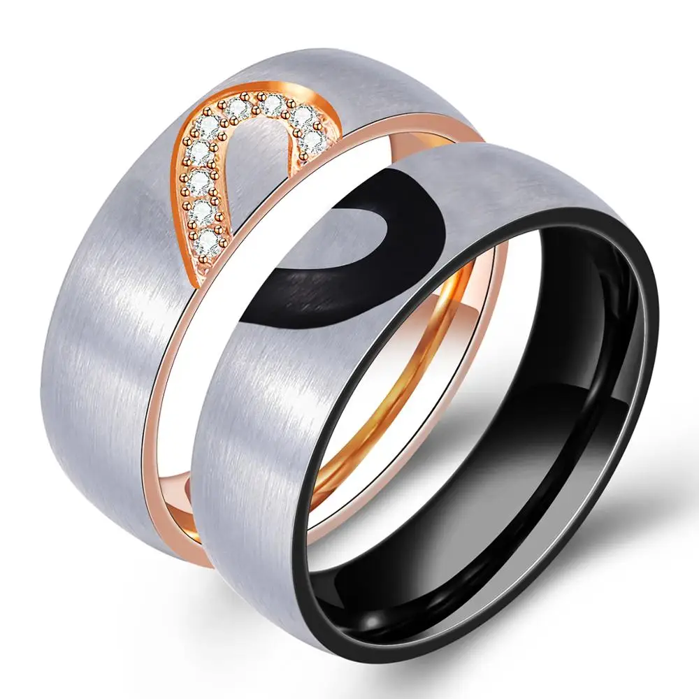 

Wedding Jewelry Personalized Half-and half Heart Couple Ring Sets For Lovers