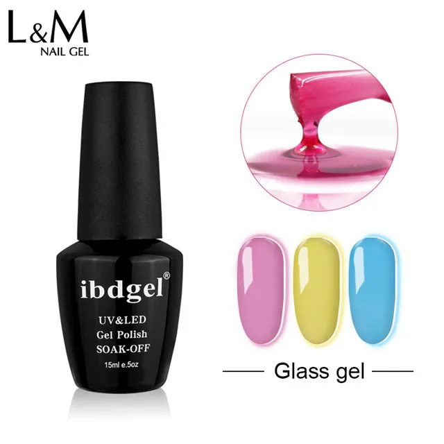 

ibdgel wholesale resin uv gel nail varnish glaze glass gel polish China, 12 colors