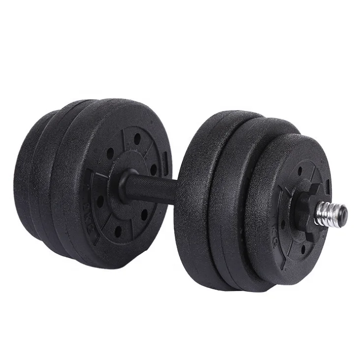 

gym plastic cement dumbbell set adjustable, Black