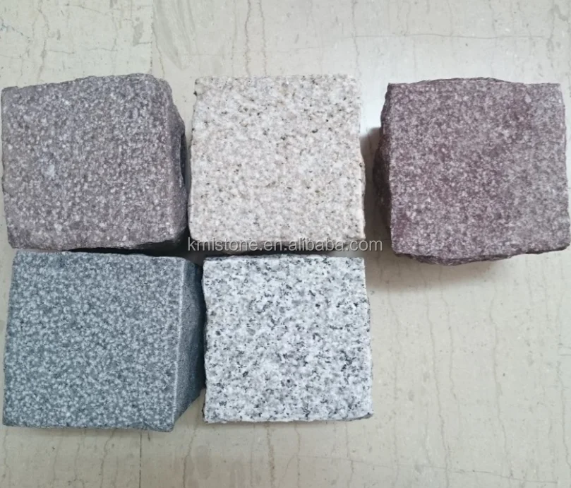 Mixed Color Mesh Granite Cobble Stones