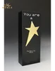 Black Engraved Crystal Cube Star Block