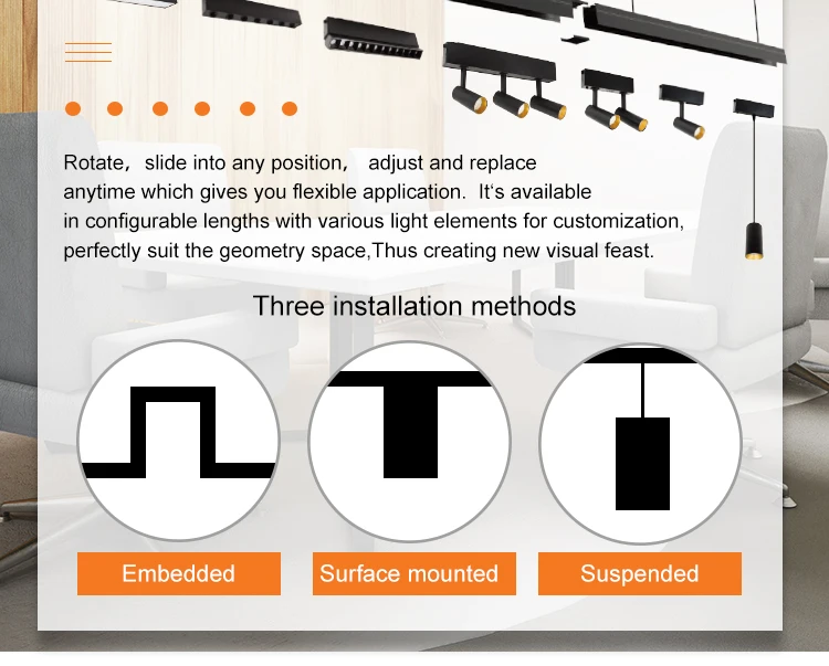 Modern Hotel Decor Aluminum Black 24W SMD LED Linear Pendant Light led grille light