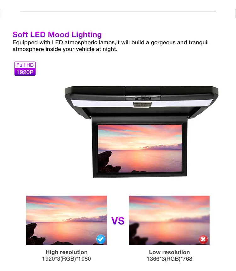 13.3 Inch Car Roof Mount / Flip Down Monitor With Usb And Tf Card Buy