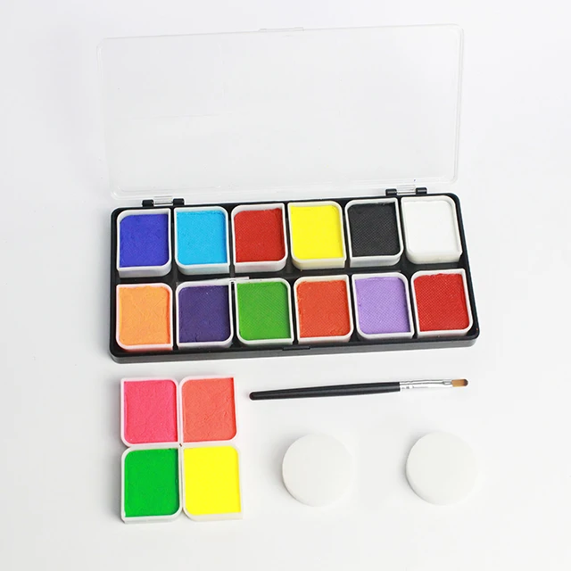 

Beauty Professional Face Paint Water Based 12 Colors Body Painting Art Party Fancy Make Up + 2 Brushes set