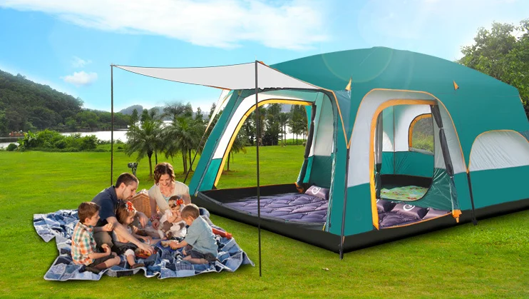 
Wholesale Ultra Big 2 Bedrooms Outdoor Camping Tent For Up to 12 People 4 Season Tent 