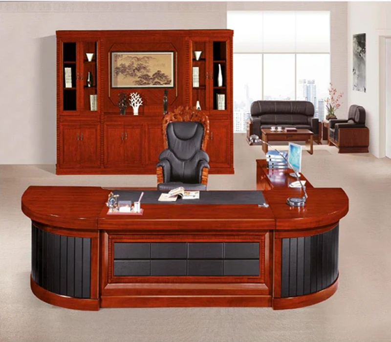 Modern L Shape Ergonomic Office Desk And Chair Ceo Boss Wooden Antique