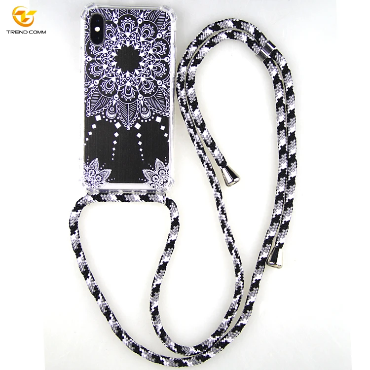 

Custom design necklace strap with phone case for iphone 7/8, Black, blue,pink, red, white