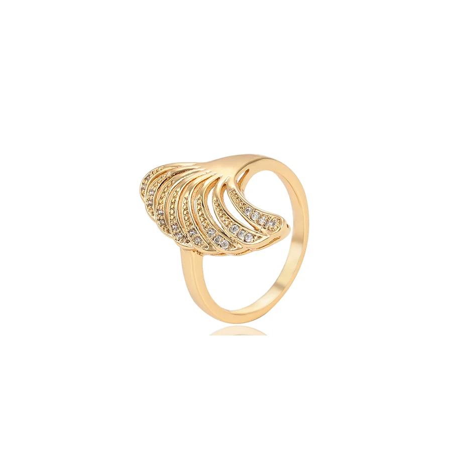 

15677 xuping fan-shaped hollow wedding 18K gold color synthetic CZ women elegant ring