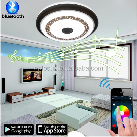 Sale online APP wireless bluetooth speaker led ceiling light colorful 24w 36W for bedroom/living room