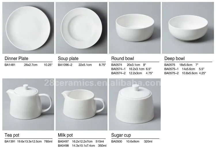 Brilliant Western Wholesale White Color Royal Porcelain Custom Logo International Horeca Use Dinnerware Sets Guangzhou<