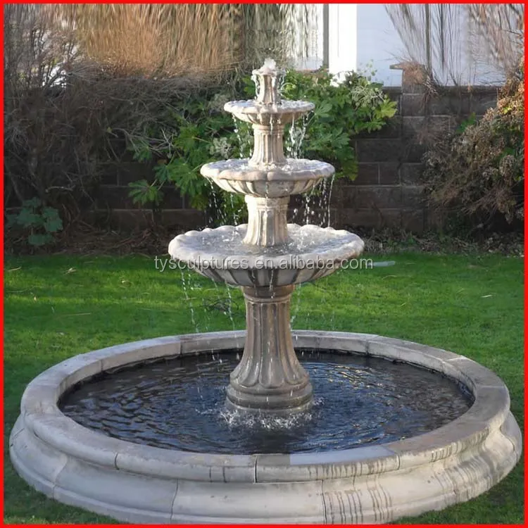 CLGarden Fuente redonda de polietileno con tapa de fibra de vidrio para el jardín 45 cm diámetro 30 litros set fuente tapa de lavabo para jardín fuente piedra fuente 