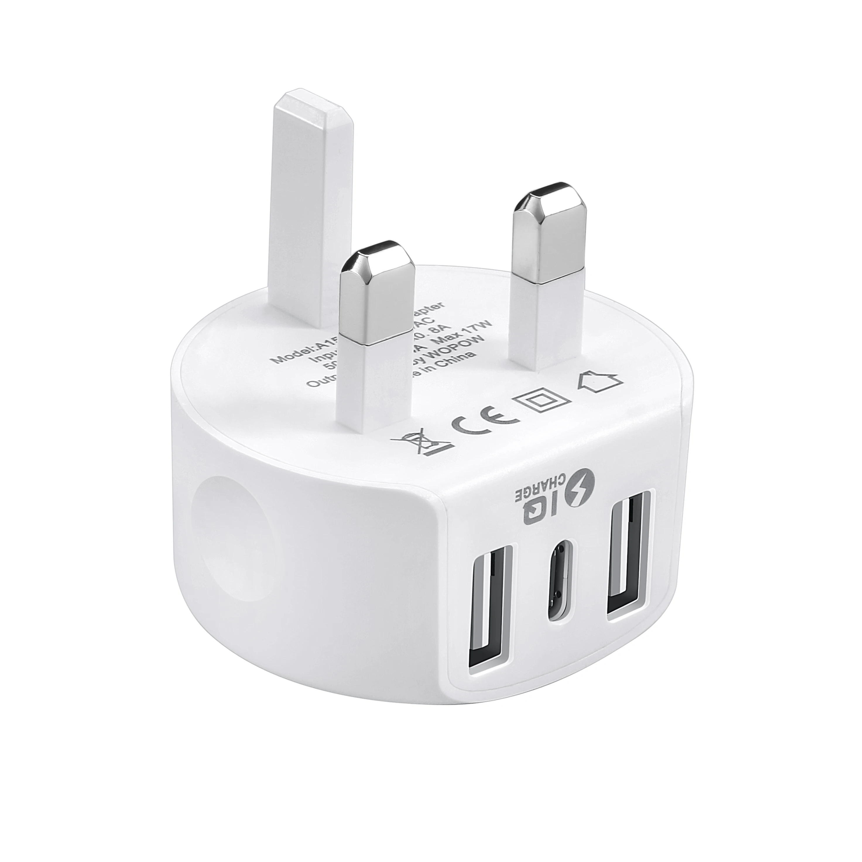 Wopow A15 Universal UK Plug Chargers Spy Camera USB Wall Charger 2.1a type c charger