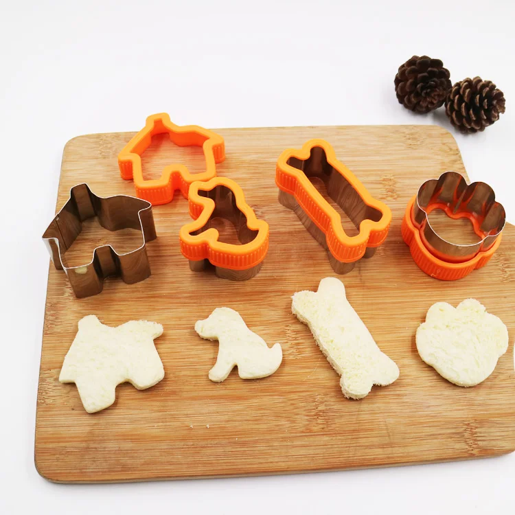 
Dog Bone Cookie Cutter Set - Including Dog Bone, Paw Print, Puppy and Dog House cookie cutters shapes 
