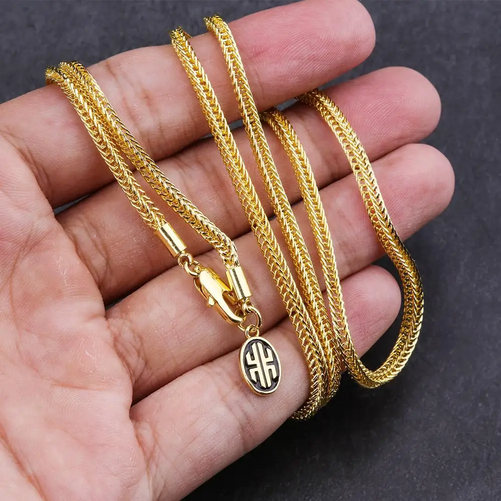 

KRKC&CO Hip Hop Link Chain 3mm 20inch 14k Gold Franco Chain Thin Chain Necklace, 14k/18k gold