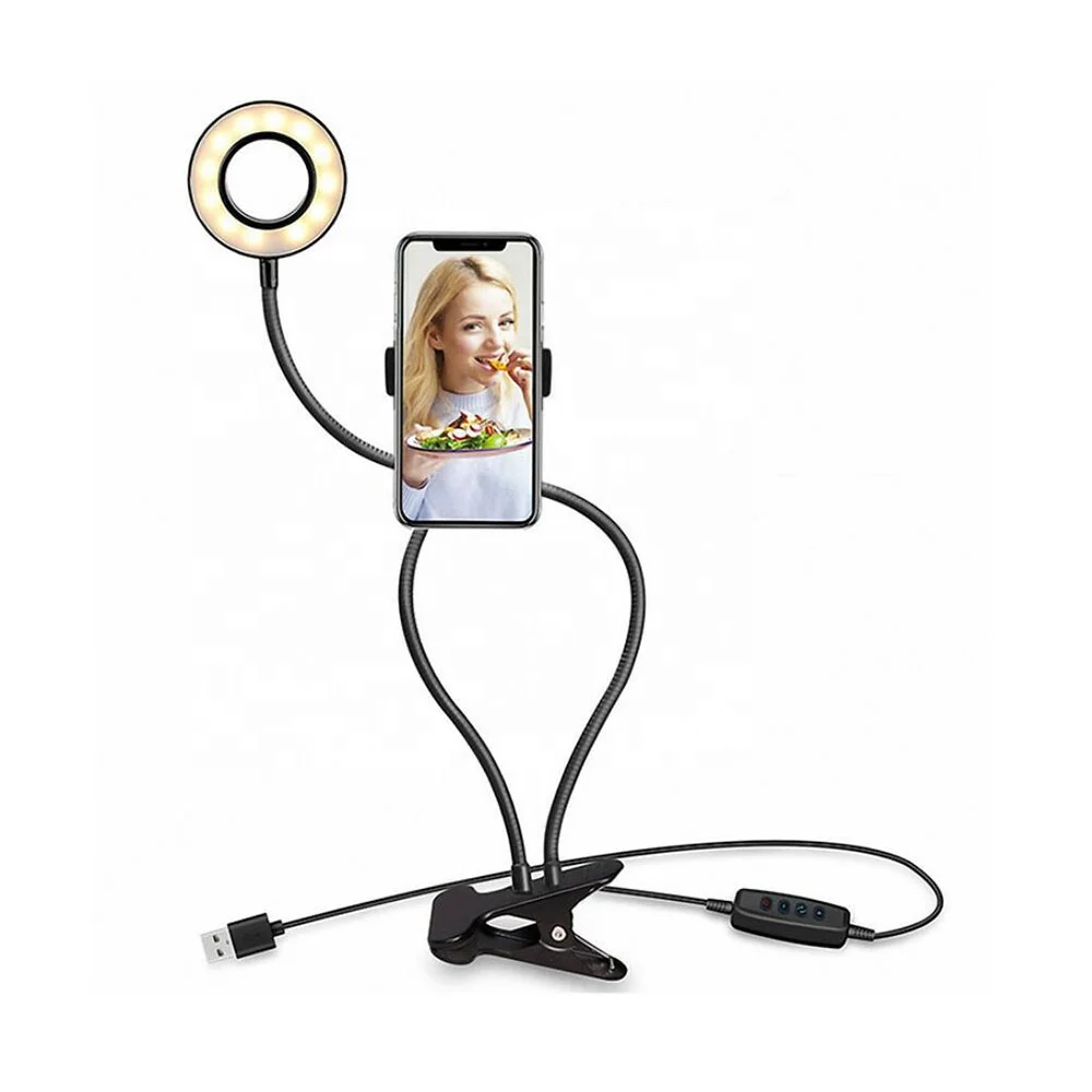

led ring light live mobile phone clip desktop clip, White,black,pink