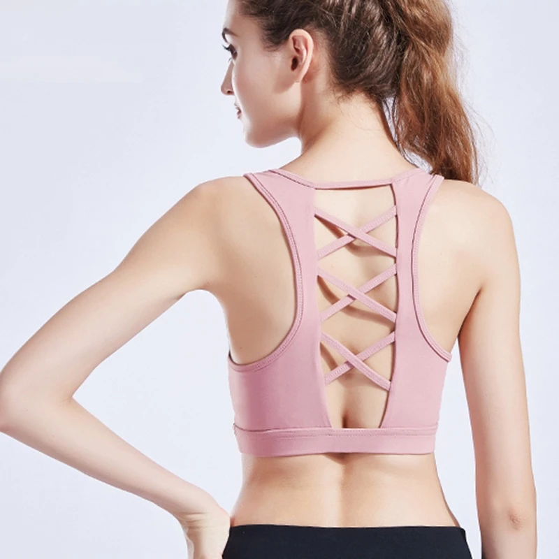 

New design top quality sportswear women cross strappy sexy exercise bra top, Some colors