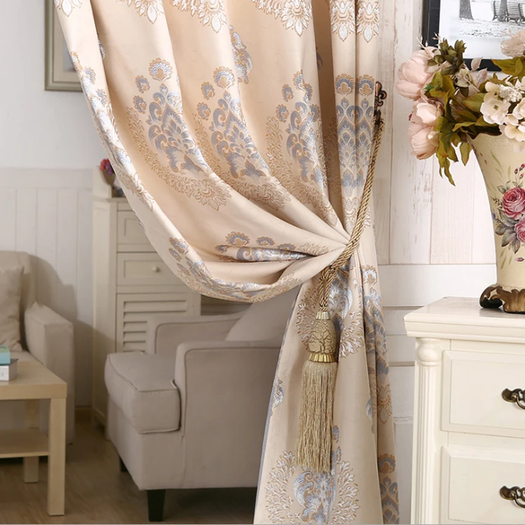 European style luxury jacquard high blackout window curtain