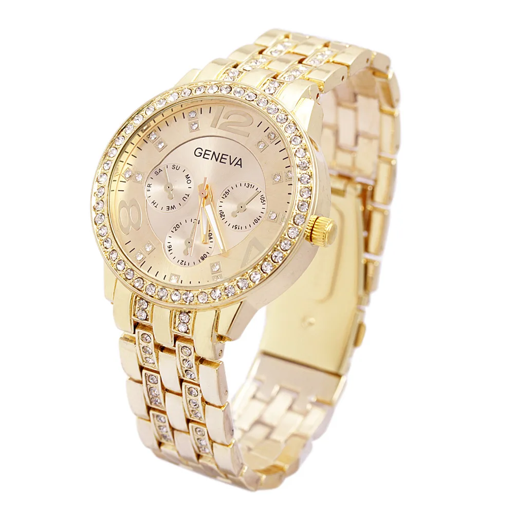 geneva quartz watch rose gold