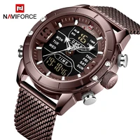 

Naviforce Watch Men 9153 naviforce Army Military Stainless Steel Mesh men wristwatch Waterproof Digital Quartz Sports Watches