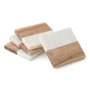 Personalized Stone Decoration Square Cup Drink Tea Wooden Marble Wine Coaster Set