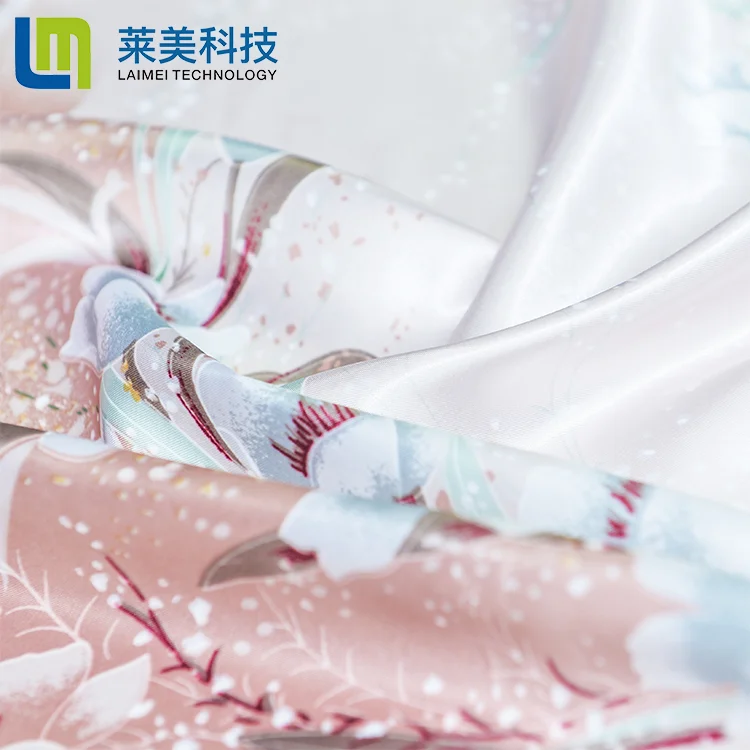
Customized Soft Colorful Floral Printed 100% Polyester Breathable Satin Fabric 