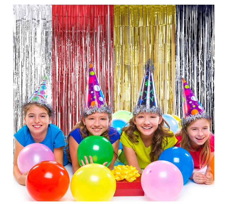 

New Product Wedding Table Decoration Table Skirt Foil Tassel Tinsel Curtain, Customized