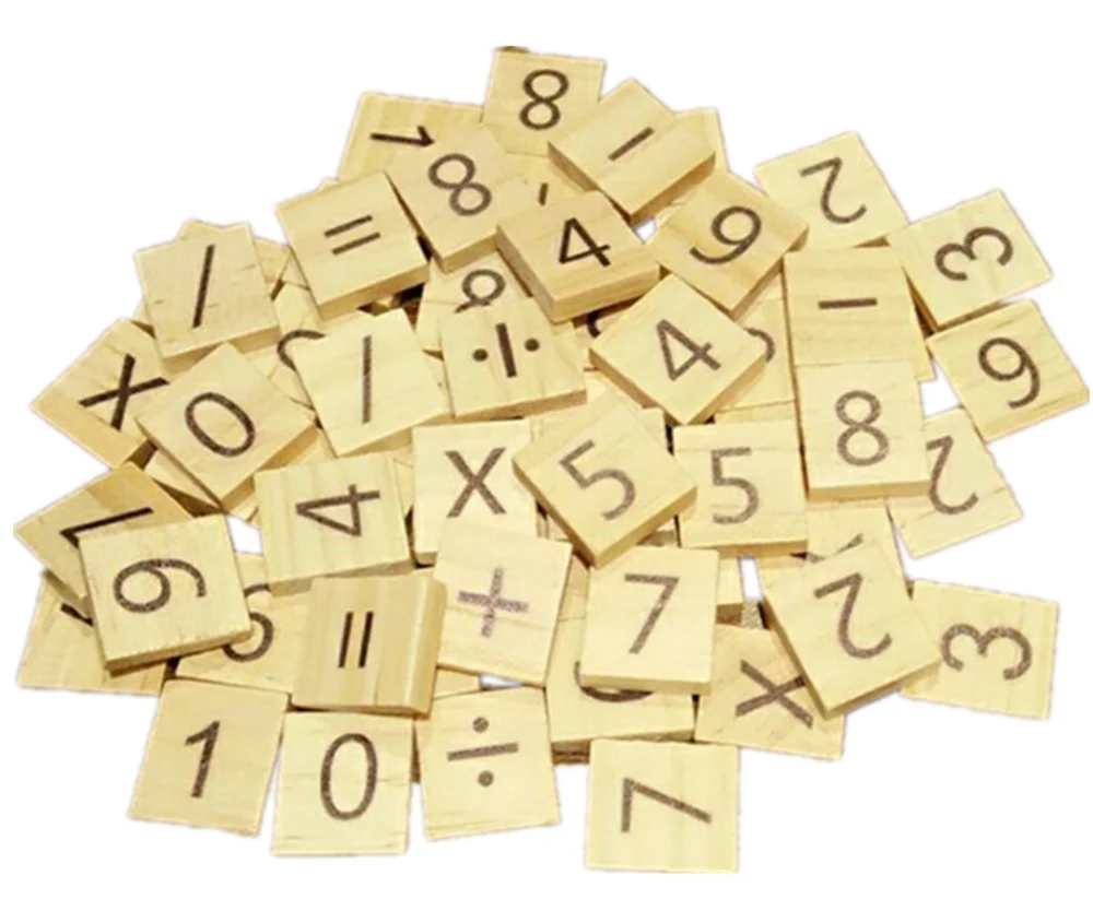 100 Holz Scrabble Fliesen schwarze Buchstaben Zahlen für Handwerk Holz Alphabet
