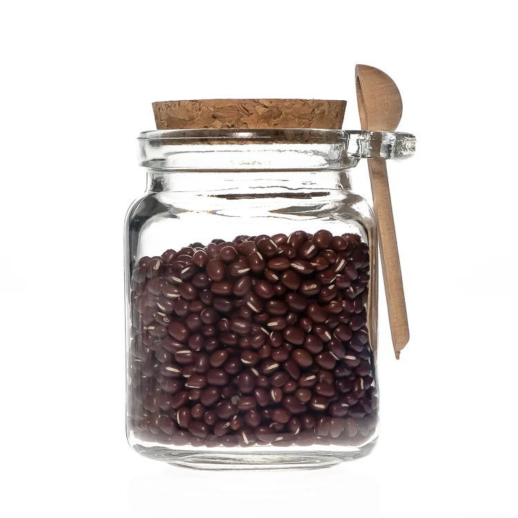 250ml 200g Food Honey Storage Glass Spice Jar With Wooden Spoon And Cork Stopper Buy Glass