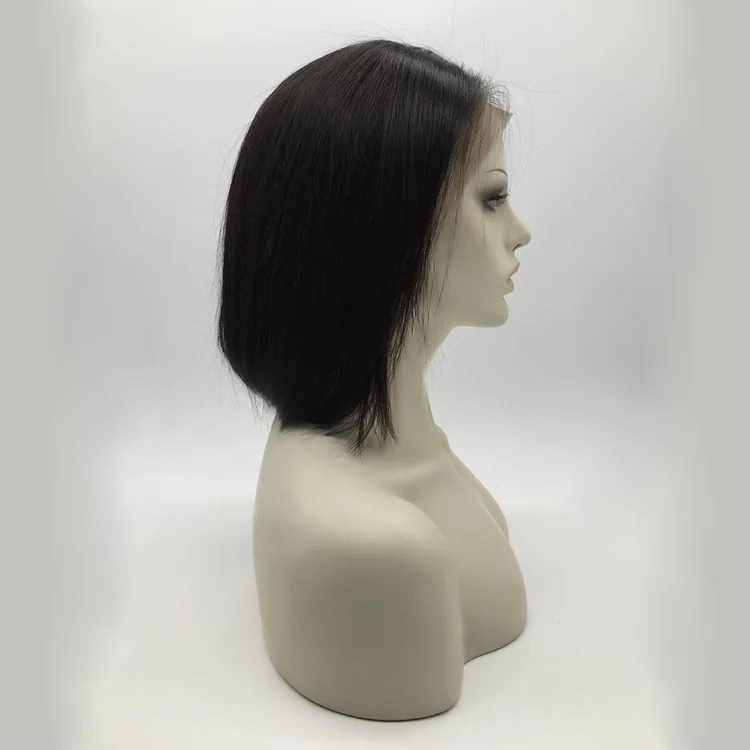 

130% Density Straight cuticle aligned remy brazilian hair lace front short BOB wig 12 inch