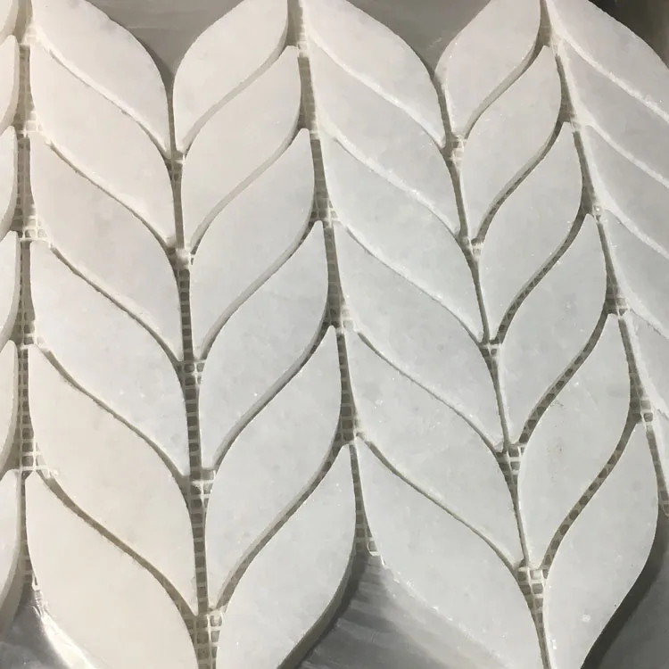 High Quality Leaf Shaped Pure White Mosaic Marble Tile Backsplash - Buy
