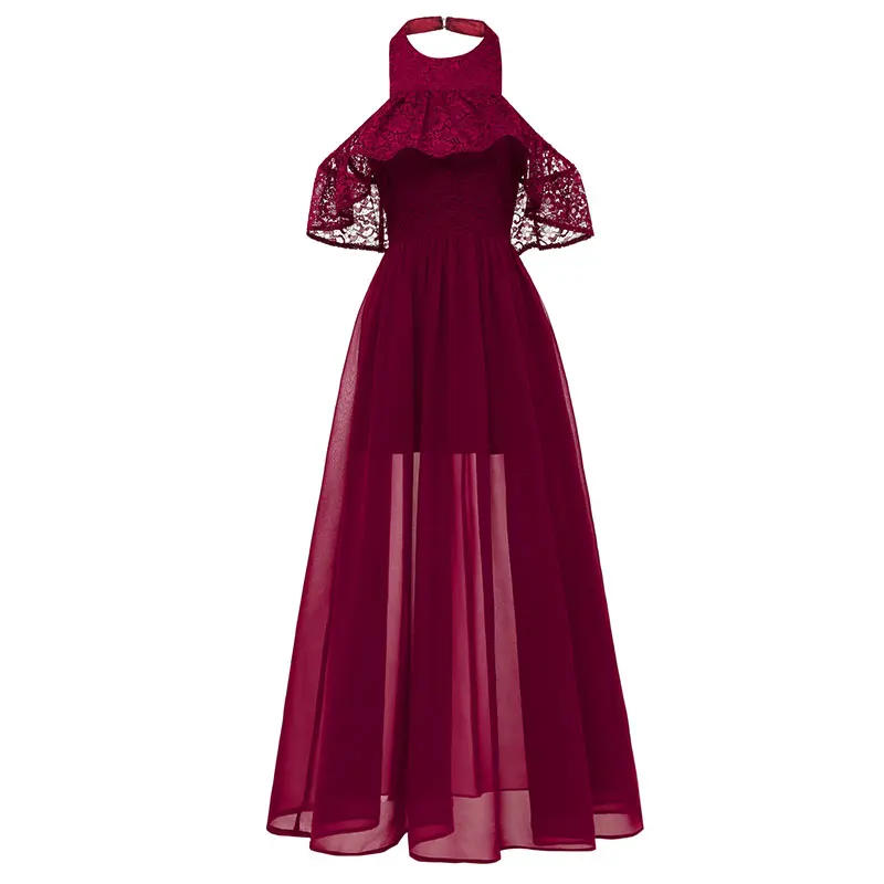 

Women's Lace And Chiffon Long Swing Dress