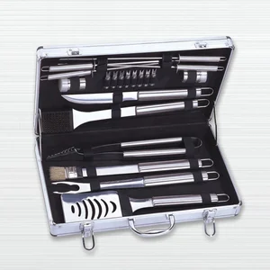 Image of Amazon Wholesale Camping Portable Kitchen Tool Outdoor S/S handle BBQ Tool set Barbecue grill tool set with carry case