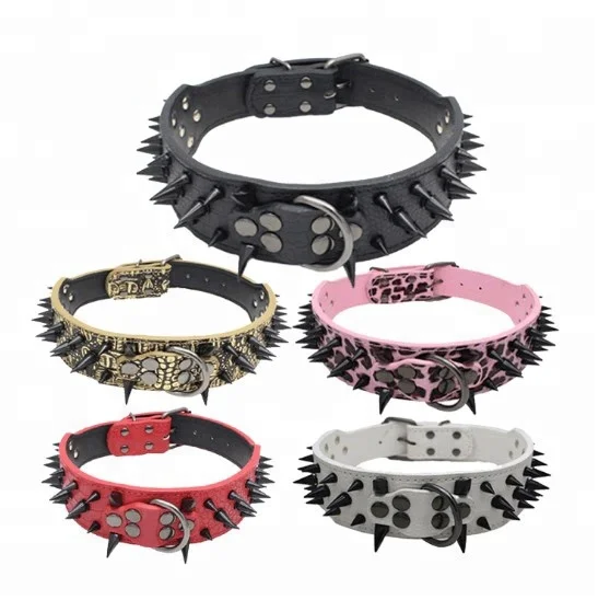 

Dropshipping Sharp Spiked Studded Leather Collars Pitbull Bulldog Big Adjustable For Medium Large Spiked Dog Collar